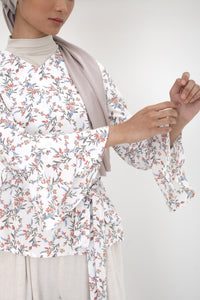 AS IS Lara Floral Sash Top White
